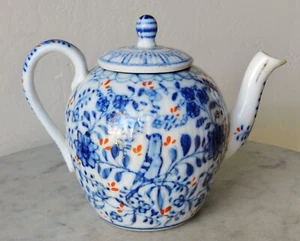 c.1850 Rauenstein Germany Antique Ribbed Porcelain Teapot - Picture 1 of 18