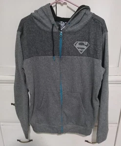 SUPERMAN DC Comics, Gray Zip-up Hoodie Sweat-shirt, Size Men's Medium - Picture 1 of 8