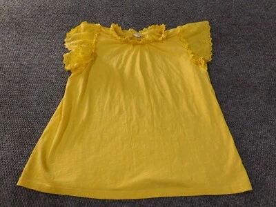 Crown & Ivy Top Grande Amarillo Mujer Jersey Elástico Ojales Volantes Foto 1 de 4