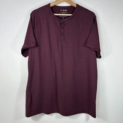 01.Algo 01. Performance Athletic Henley T-Shirt Striped UV SPF 40 Men's Large L - Image 1 of 4