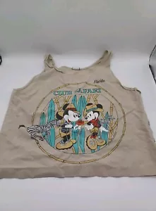 Camiseta sin mangas vintage años 90 Disney Mickey Minnie Club Safari Florida talla mediana tostada - Imagen 1 de 11