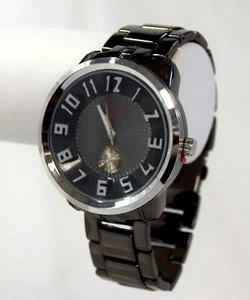 NEW NY London 2864 Men 3D Design Dial Silver Numbers Black Bracelet Analog Watch - Picture 1 of 5