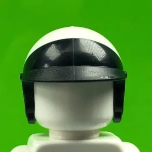 LEGO Minifig Casco Motocicletta Faccia Aperta, Visiera Nera, Top Bianco (x1) - Foto 1 di 7