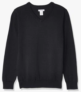 Amazon Essentials Toddlers' Uniform Cotton V-Neck Sweater, Black, 3T - Picture 1 of 2