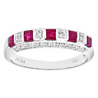 9ct White Gold Diamond and Ruby Eternity Ring by Naava