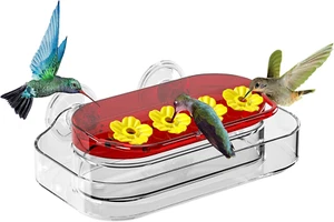 Window Hummingbird Feeder with Strong Suction Cup and 4 Feeding Ports New - Picture 1 of 6