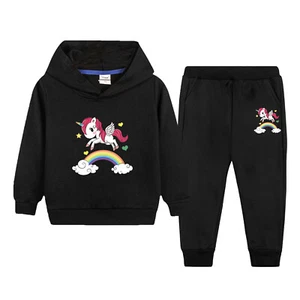 Kids Girls Tracksuit Long Sleeve Sport Suit Jogging Pullover With Pants Fashion - Picture 1 of 36