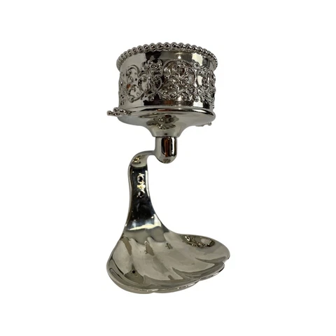 Antique c1900 Silver Mfg Nickel Plated Brass Tumbler Shell Soap Holder Restored Cover