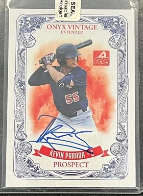 2021 Onyx Vintage Prospect Kevin Parada RC NY Mets 1st Auto /400 #EAKP - Image 1 of 2