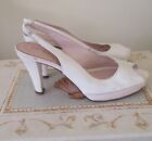 Ladies Unisa White Patent leather sling back shoes wedding occasion Size 4