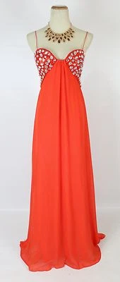 Hailey Logan $150 Evening Prom Formal Cruise Long Gown Flame Dress size 9 NEW - Image 1 of 4