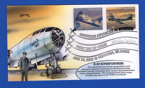 Scott 3925 & 3923 YB-49 Flying Fortress & B-29 Superfortress HP Bevil FDC 62/200 Cover
