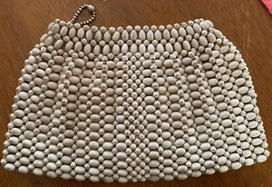 Antica borsa con perline in legno cecoslovacchia anni '30 / pochette con cerniera Wi Co. - Foto 1 di 6