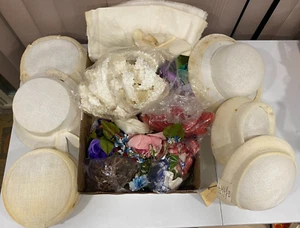 6 Vintage 1950s Ivory Cream Millinery Hat Forms/Fascinators Plus Decorations - Picture 1 of 22