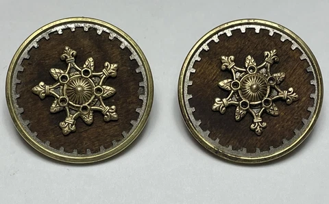 2 Antique Wood Background Button Victorian Appx: 1-1/2"~#117-C Cover