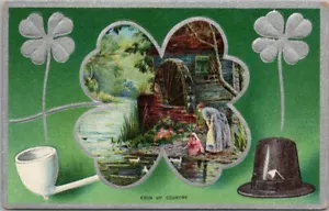 c1910s ST. PATRICK'S DAY Postkarte "ERIN MY COUNTRY" Water Mill Scene - AMP Co. - Bild 1 von 2