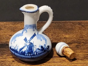 Vintage Delfter Blau Krug mit Stopfen Deckel Handbemalt Holland Blau Weiß 4" - Bild 1 von 6