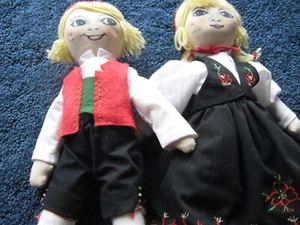 Folk Art-Rag Dolls-Norwegian Dressed-Hand Made-14"- - Picture 1 of 7