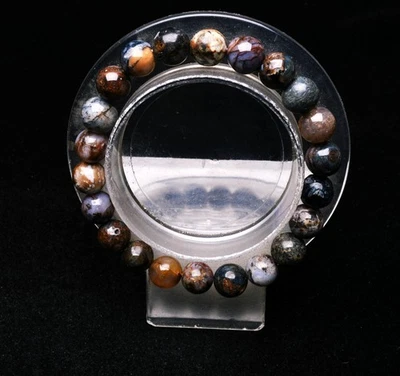 Brazalete de cuentas redondas de cristal de piedras preciosas de Namibia de 9 mm de color natural Foto 1 de 4