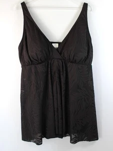 SWIM SOLUTIONS Flyaway Swimdress Size 22W Black Leaf Design Retail $122 - Picture 1 of 4
