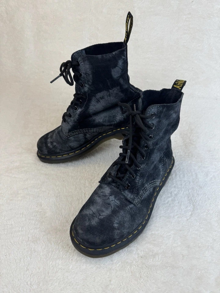 Dr Martens 1460 Pascal UK 6 Navy Tie Dye Suede Boots Rare Womens 8 Eye Docs DMs - Image 1 of 4