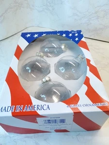 4 Ornamenti Vetro Aquila Patriottica Natale Vintage 'God Bless America' Oro Chiaro - Foto 1 di 5