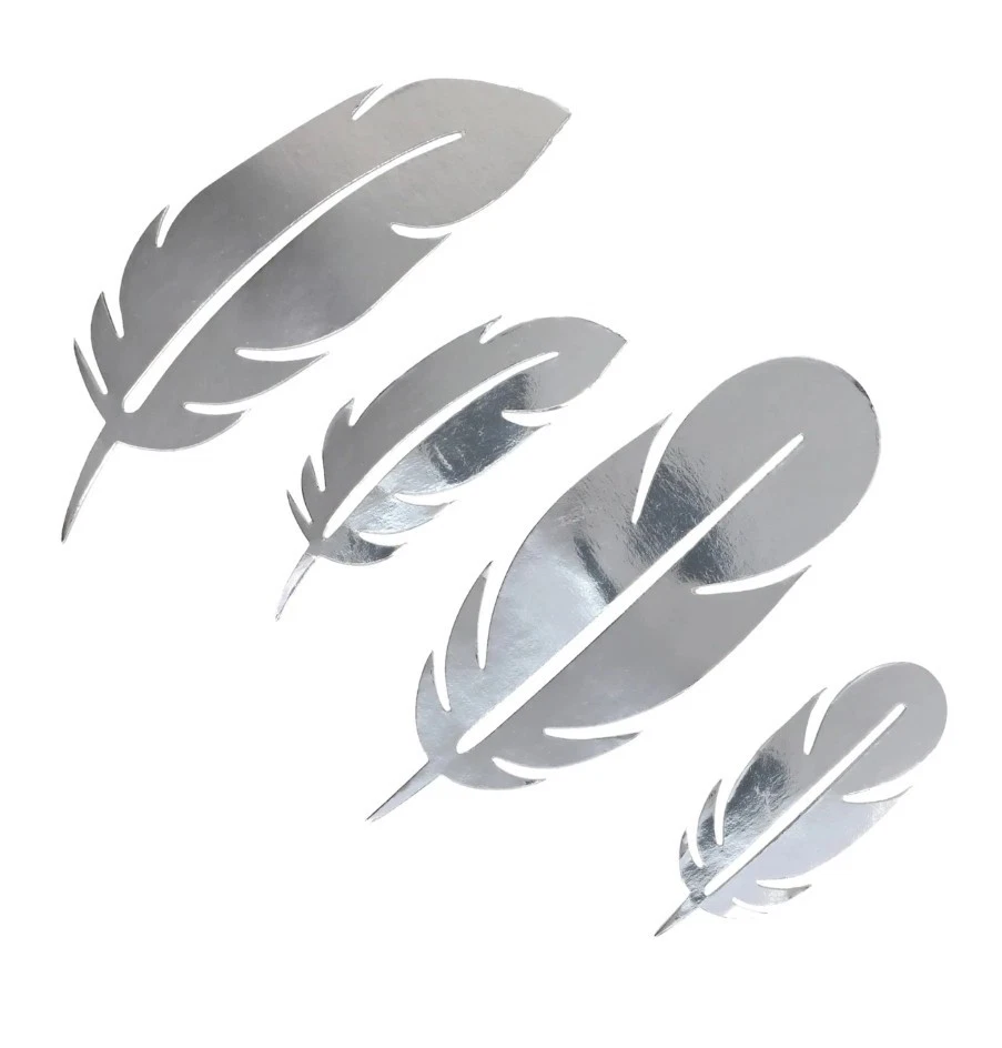 Pegatinas plumas plateadas - Pack de 12 para manualidades y decoraciones hágalo usted mismo Foto 1 de 1