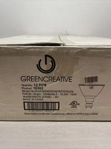 Green Creative Model 18.5PAR38DIM/927NF25/GU24 18.5 Watt Dimmable 120V Qty 12 - Picture 1 of 4