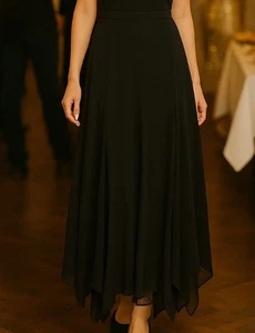 JBS Ltd Damen schwarzer Rock doppellagig Taschentuchsaum gefüttert Gr. 12 - Bild 1 von 15