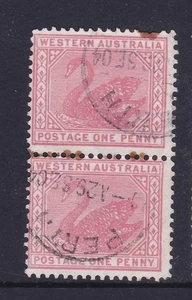 1905-12 BLACK SWAN 1d W.A. STATE PRE-DECIMAL STAMPS CDS PERTH VFU #5 - Picture 1 of 1