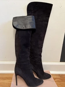 Sergio Rossi Over The Knee Suede Leather Boots - Picture 1 of 9