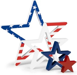 4th of July Decorations Stars Set 4, Red White Blue Red, Blue, - Picture 1 of 7