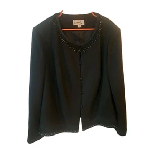 Vintage Emily Abend Sakko 24 breit schwarz Pailletten Knöpfe Perlen Cocktail  - Bild 1 von 5