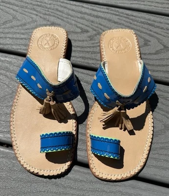 Penelope Chilvers 女式 Hug 漆皮凉鞋蓝色流苏 US 5 EUR 36 — 第 1/4 张图片