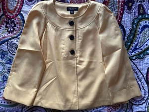 PERCEPTIONS Yellow Scoop Neck 3 Button Long Sleeve Lightweight Jacket Sz 10 - Picture 1 of 18