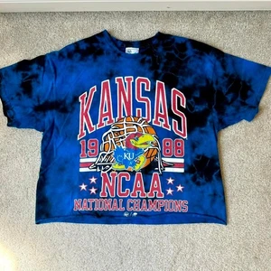 University of Kansas Cropped T-Shirt 1988 NCAA National Championship Large KU - Picture 1 of 6