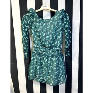 RACHEL ZOE Dolores Boat Neck Ruched Sleeve Chiffon Mini Dress Size XS $385 - Picture 1 of 10