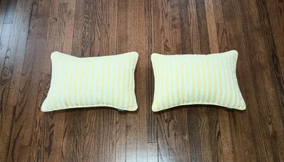 RALPH LAUREN Yellow/White Striped Lumbar Pillows Set ** CLEAN ** - Image 1 of 4