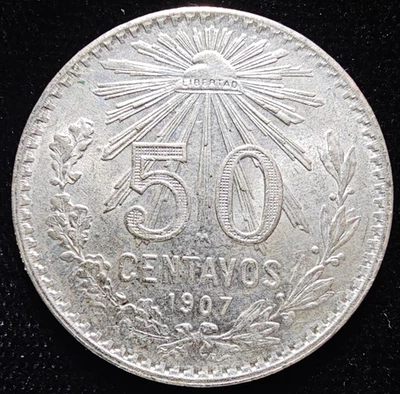1907 Mexico 50 Centavos .800 Silver BU KM 445  (A091) - Image 1 of 2