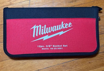 Milwaukee 48-22-9001 12 Piece 3/8" Drive Metric Socket Set swivel head 10-19 mm - Image 1 of 3