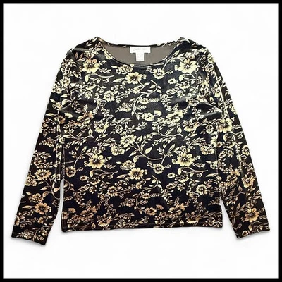 Top Judith Hart Vintage Negro Dorado Elastizado Floral Terciopelo Capricho Para Mujer M EE. UU. Foto 1 de 4