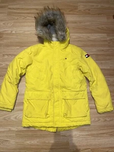 TOMMY HILFIGER Womens Hooded Padded Jacket Medium Yellow Polyester Ski Jacket - Picture 1 of 10