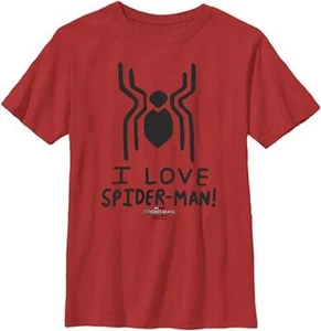 MARVEL Way Home I Love Spider-Man Poster Boys Small Red Tee T-Shirt NEW S/S - Picture 1 of 6