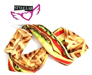 Hamburger Headband Stretchy Hairband French Fries Fashion Angels Reversible Gift - Picture 1 of 3