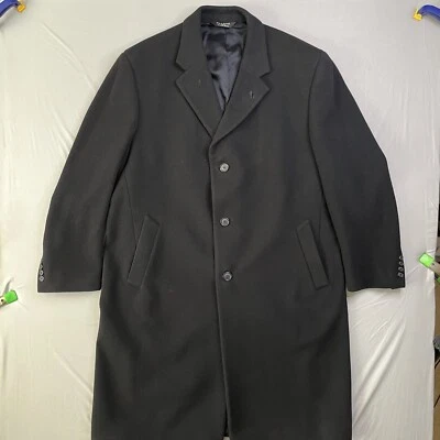 VTG Jos. A Bank Trench Coat Mens 44R Black Button Up 100% Wool Winter Jacket - Image 1 of 4