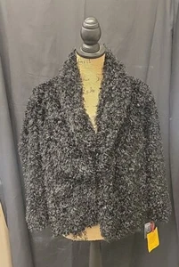 Ruby Rd. Shaggy Black Jacket Sz 18. NWT - Picture 1 of 8