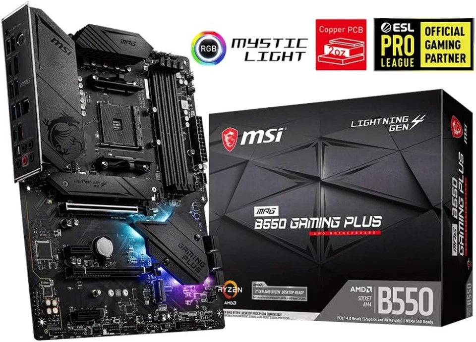 MSI MPG B550 Gaming Plus Scheda Madre ATX - per Processori AMD Ryzen di 3a Gener - Immagine 1 di 4