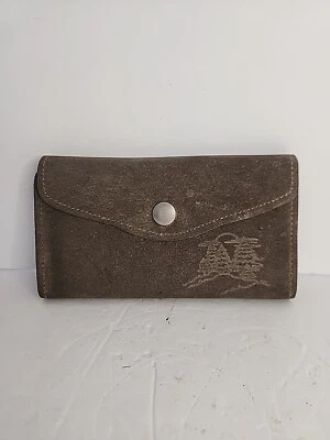 Vintage Brown Suede Leather Wallet Checkbook - Image 1 of 4