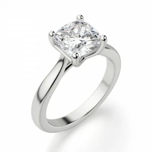3Ct White Cushion Cut CZ Solitaire Engagement Ring In 925 Sterling Silver - Picture 1 of 5