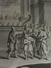 c1737 ANTIQUE PRINT ~ BIBLE PAGE DAVID ANOINTED KING BY SAMUEL